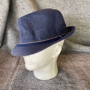 Straw paper blue fedora hat